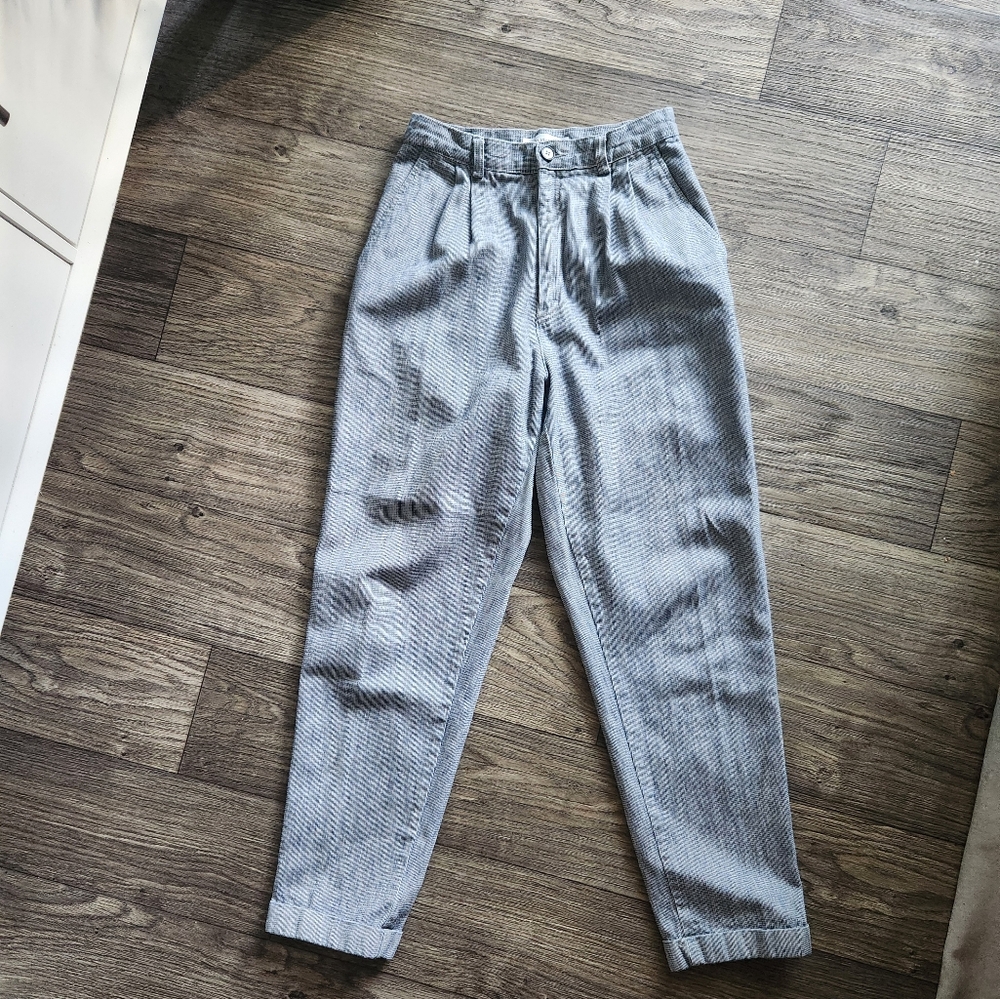 Vintage 90s Calvin Klein Sport Blue Plaid Tapered High Waist Ankle Pants Size 10